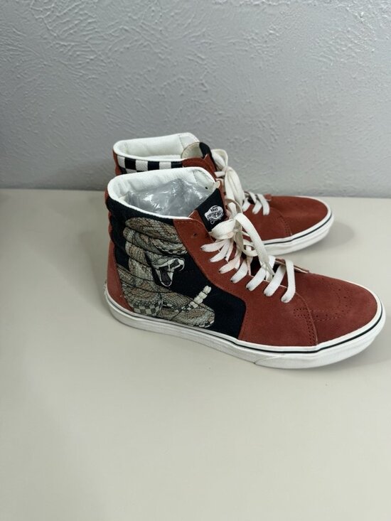 Vans Rattlesnake Desert Snake 721356 Mens 9 Women 10.5 Sneakers Red High Top EUC main image 4